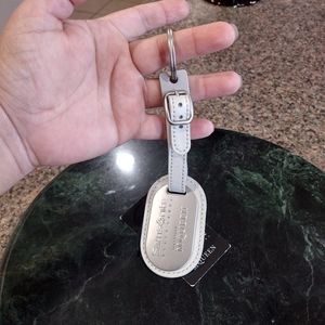 NWT alexander McQueen leather chrome luggage tag/purse tag!   keychain!